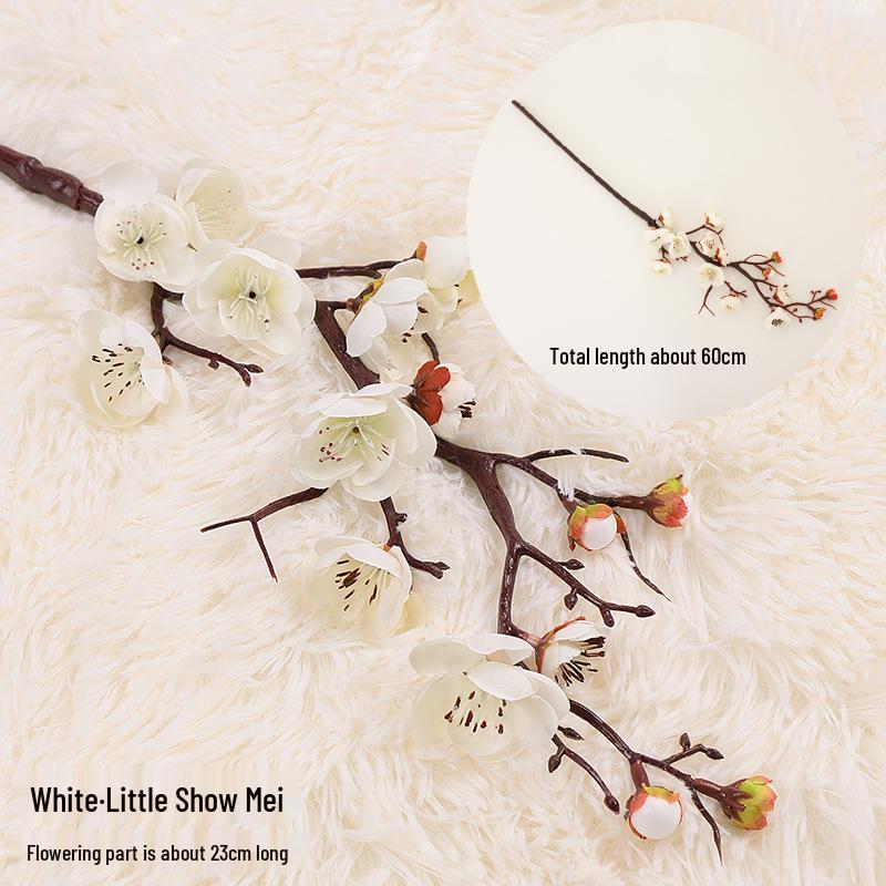 Artificial Plum Blossom Branch Decor - Winter Peach & Dried Flower Bouquet for Living Room, Chinese Home Decoration