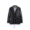 LAP Shirt Color Block Faux Leather Jacket As3Lz864
