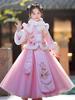 Girls' Winter New Year Hanfu Set: Warm Skirt Outfit In Traditional Tang Style