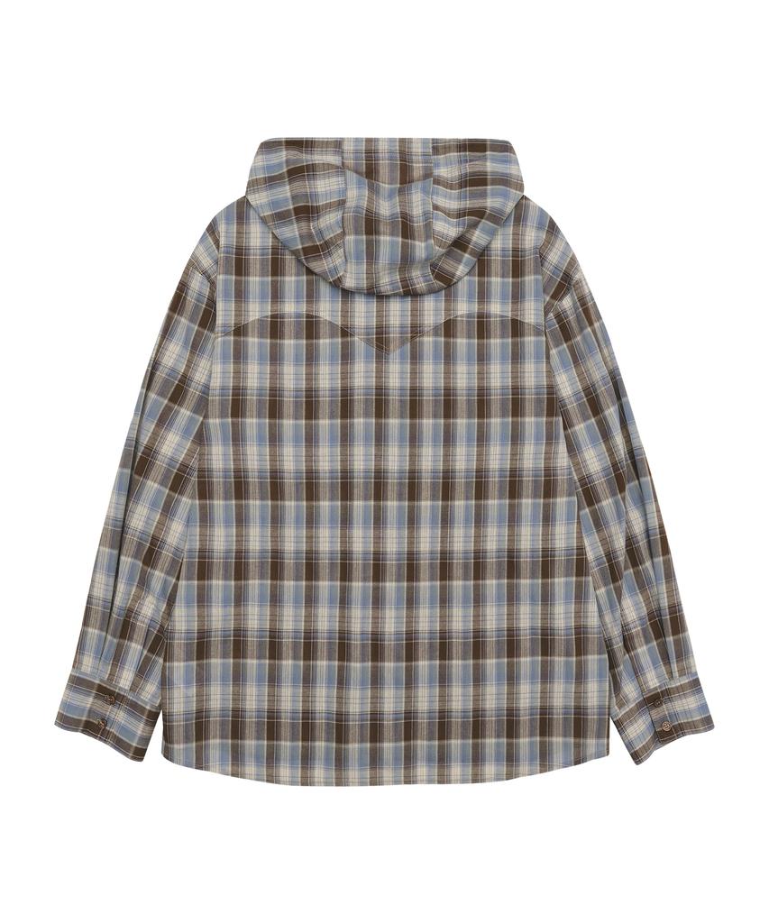 AMES-WORLDWIDE Check Hoodie Hemden Blau