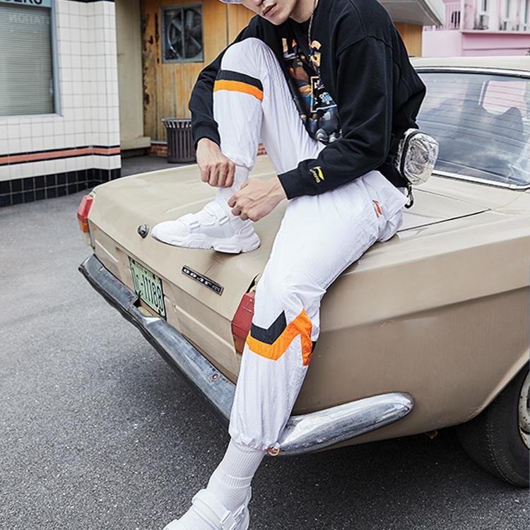 Li Ning 2019 New York Fashion Week Runway Series Casual Loose Wide Leg Woven Sports Pants Men Pants White AYKP649-2