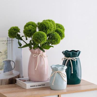 Nordic Pink Ceramic Vase for Dried Flowers - Modern Living Room Decor & Flower Arrangement