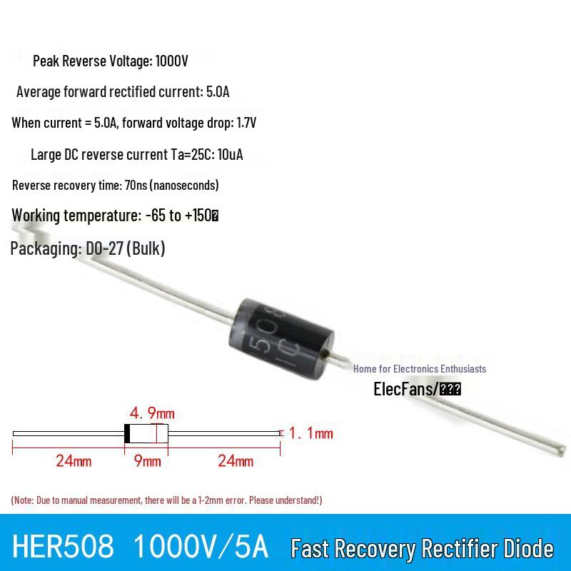 Plug-in Diode Switch/Rectifiers 1N4007, 5408, 1N5819, 1N4148, 5822, 6A10, 10A10