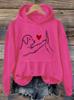 Women's autumn and winter casual loose warm personalized cat pattern printed suede long sleeved hooded sweatshirt