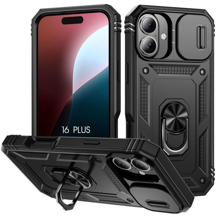 Coque de protection - Protection Renforcée - pour iPhone 16 Plus - Noir - Rigide - Antichoc