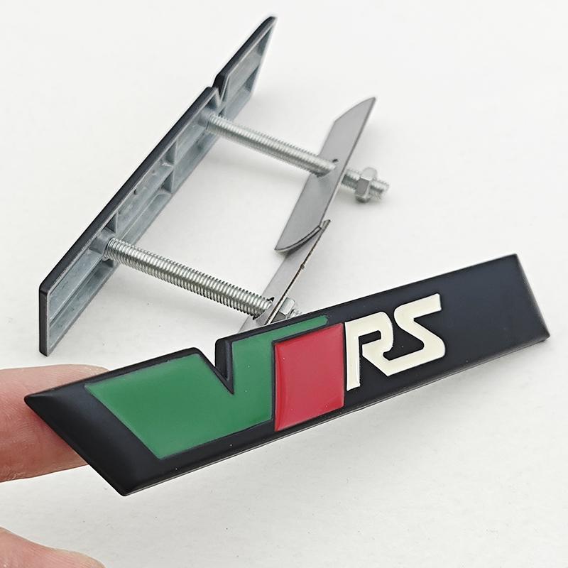 AAAJA1 NEW 3D Metal Car Letters Logo VRS Front Grille Side Fender Trunk Badge Label For Skoda VRS Sticker Emblem Auto Accessories