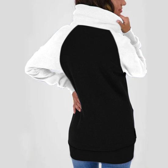 Dame Vinter Hettegenser Glidelås Hette Fleece Kontrastfarge Lappverk Varm Halsbeskyttelse Casual Myk Høst Hettegenser Dameklær