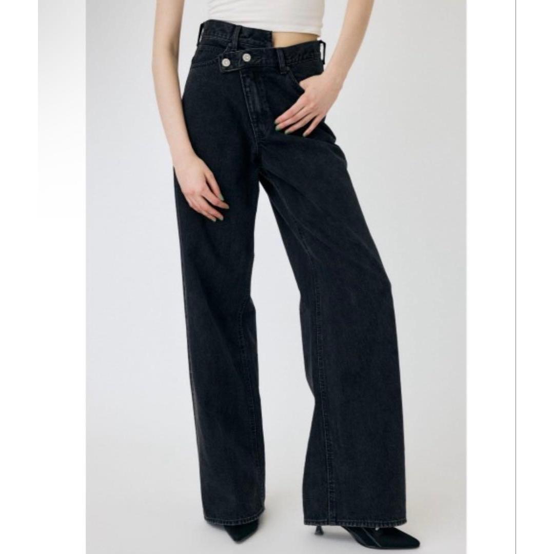 Very popular! MOUSSY CROSS WAIST WIDE STRAIGHT