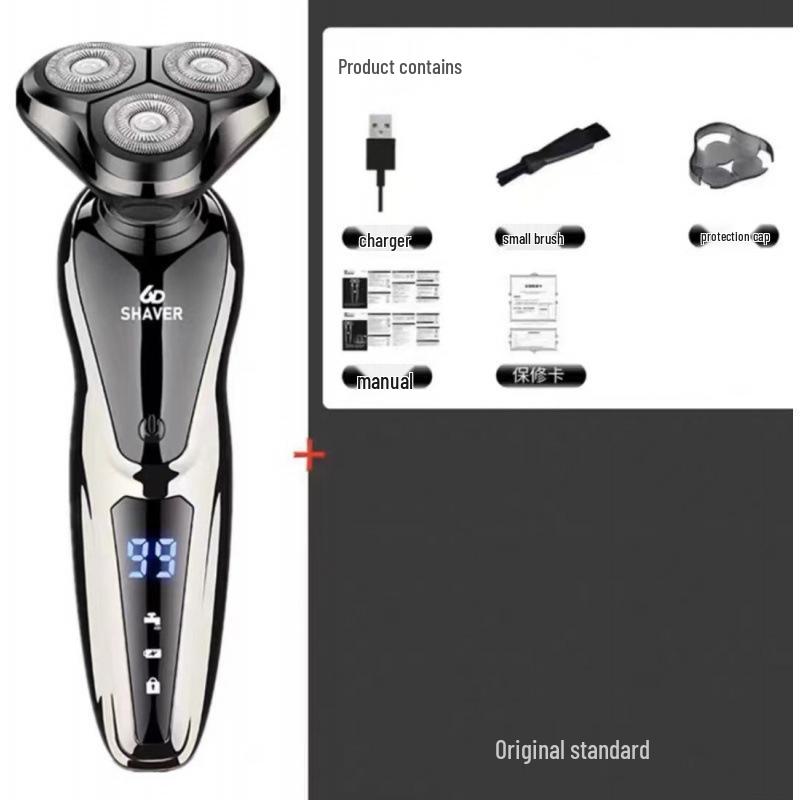 German Electric Shaver: 6-in-1 Multifunctional, Floating Triple Head, Waterproof Men's Beard Razor