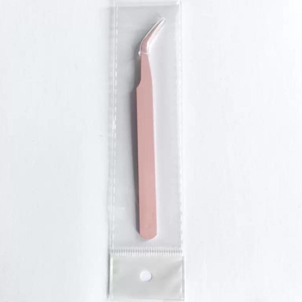 Golden Feather Colored Stainless Steel Precision Tweezers for False Eyelashes with Curved Tip