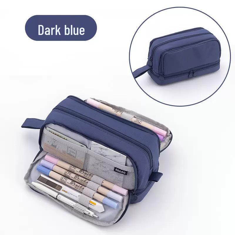 Multicolor Macaron Double Window Pencil Case – Stylish and Multifunctional Stationery Bag for Students