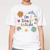 Ich bin innerlich tot T-Shirt Herren Damen Niedliches Doodle Grafik-T-Shirt Bunt Glücklich Traurig Streetwear Kurzarm Lässiges Übergroßes Oberteil