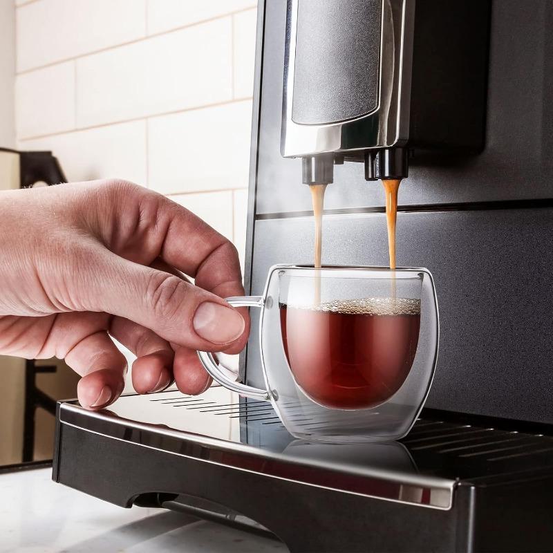 15 Pcs Double Walled Espresso Cups Insulated Clear Tea Cups with Handle Glass Coffee Mug