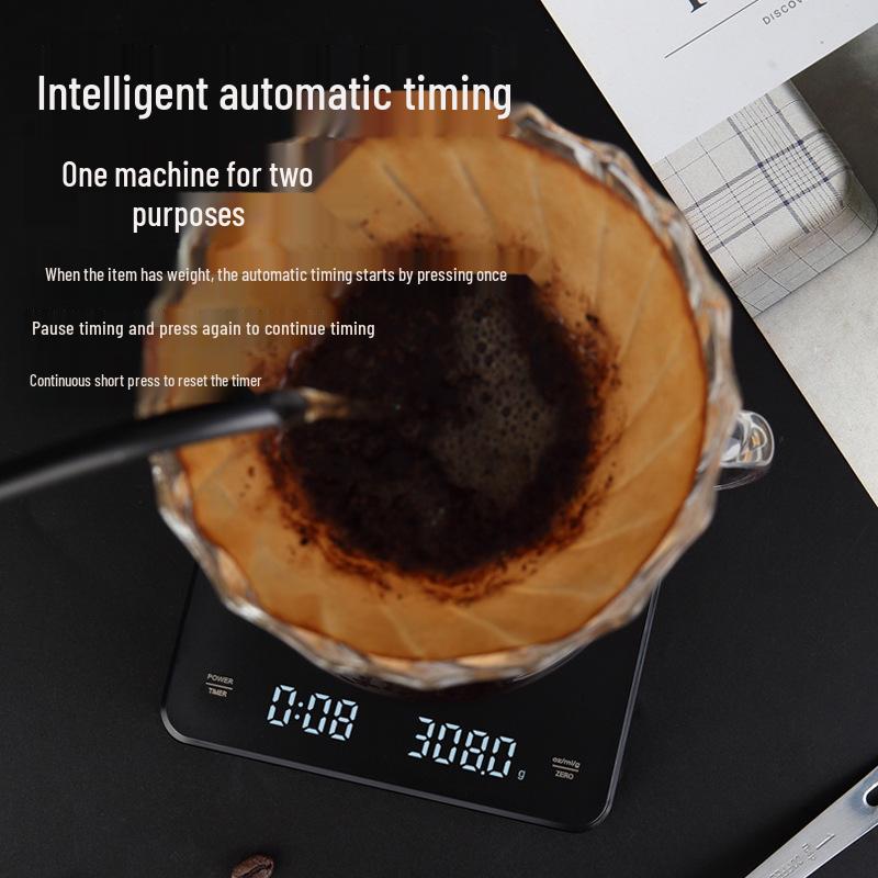 Smart Rechargeable Coffee Scale: 3kg Capacity, Accurate To 0.1g, Fast Charging, Timer-Enabled for Home and Kitchen Use.