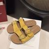 2025 summer new flat-bottomed Boken slippers women's outer wear belt buckle flat-bottomed one-word drag soft-bottomed casual sandals