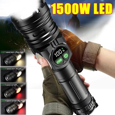 High Power LED Flashlight TYPE-C Rechargeable Aluminum Torch Outdoor Searchlight Portable Camping Light with Telescopic Zoom
