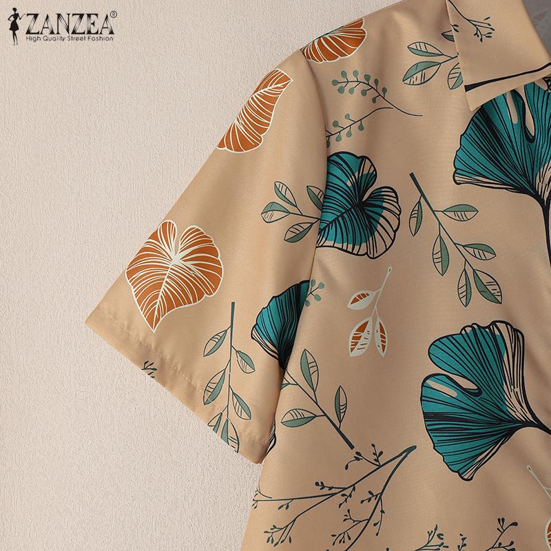 ZANZEA Women Floral Short Sleeve Shirt and Pants Summer Two Piece Suit Sets