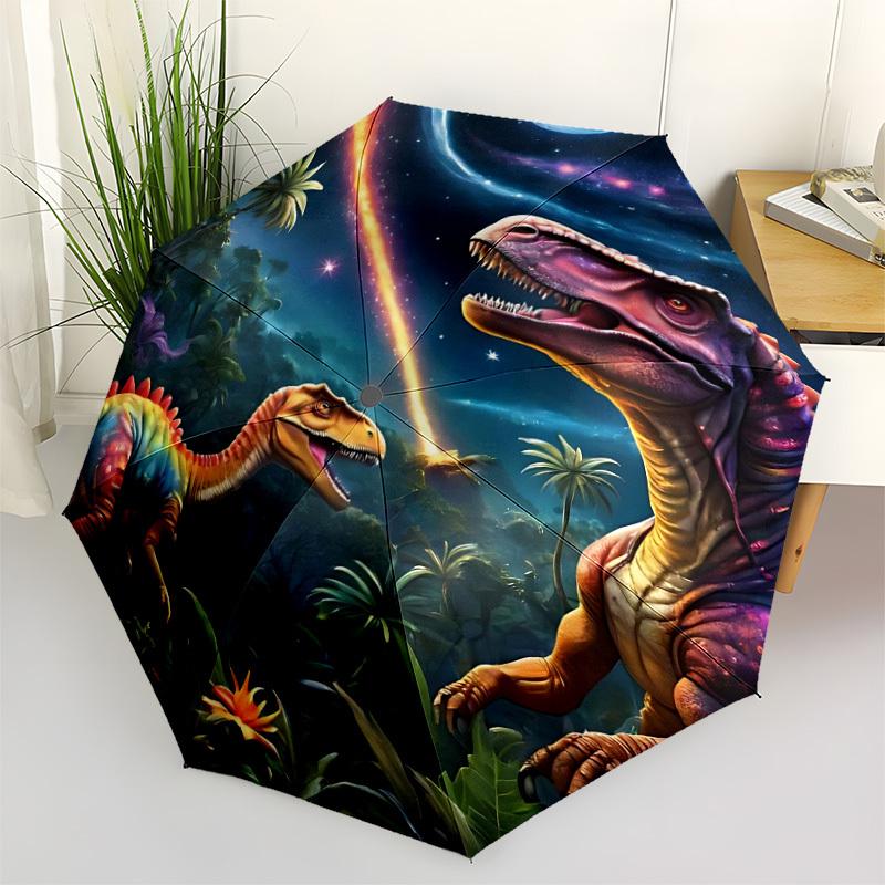 1pc Dinosaur Galaxy Automatic Folding Umbrella, Sturdy And Durable Automatic Folding Umbrella with 8 Ribs, Convenient for Outdoor Use094