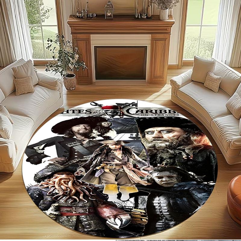 Captain Jack Sparrow Print Round Rug, Washable Floor Carpet, For Entryway Dorm Laundry Room Office Study, Home Decor Birthday Christmas Gift