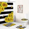 Sunflower Black Shower Curtains Beautiful Flowers 3D Print Bathroom Curtain Set Toilet Cover Bath Mat Non-Slip Rug With 12 Hooks