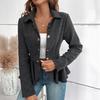 Yousheng Women Casual Suit Coat Lapel Long Sleeve Double Breasted Suit Jacket Ruffle Hem Striped Print Business Outwear