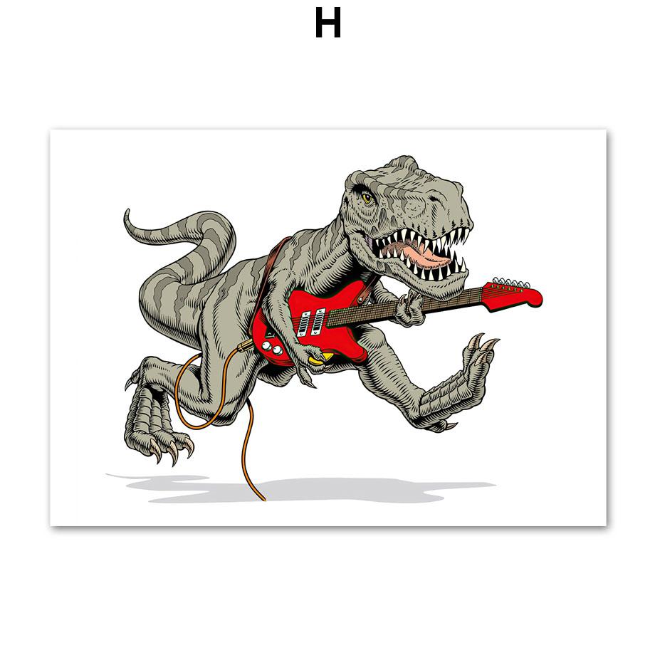 

Динозавр, барабанщик, гитарист, певец, диджей, футболист, настенная живопись на холсте, постеры и принты, настенные панно для декора гостиной A4 21X30cm No Framed