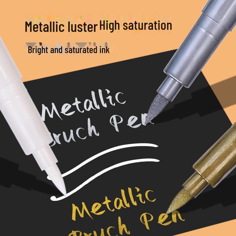 Waterproof Metallic Marker Pen for Greeting Card Painting Signature - Gold and Silver High Gloss Water-Based Paint Pen.
