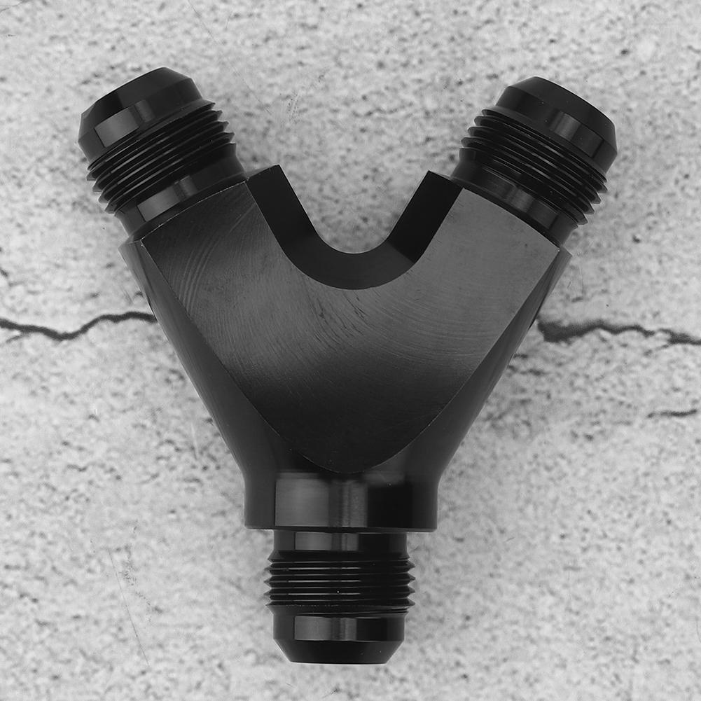 Aluminum Alloy 3Way Fitting Adapter Y Type AN10 10AN Male to 2X AN10 10AN Male Black