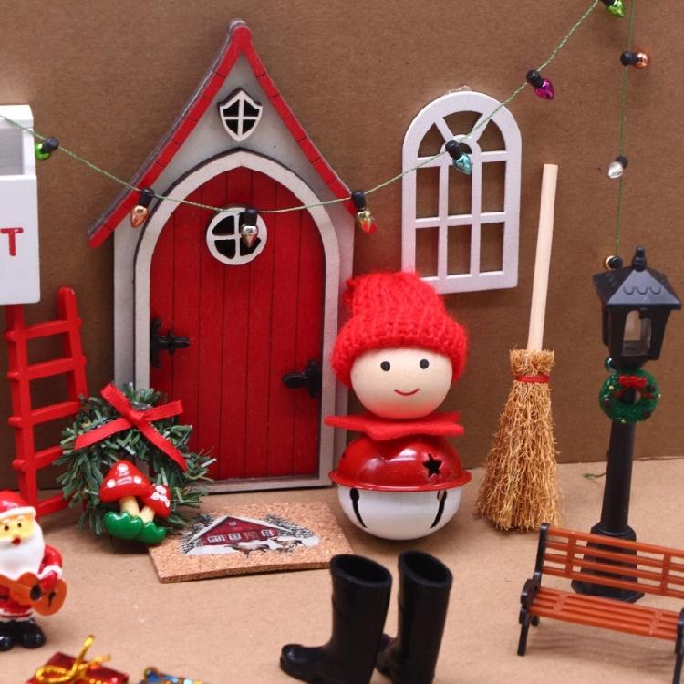 Interactive Fairies Gnomes Door Set For Doll House Doll Christmas Decorations Miniature Scene Display Crafting Accessory