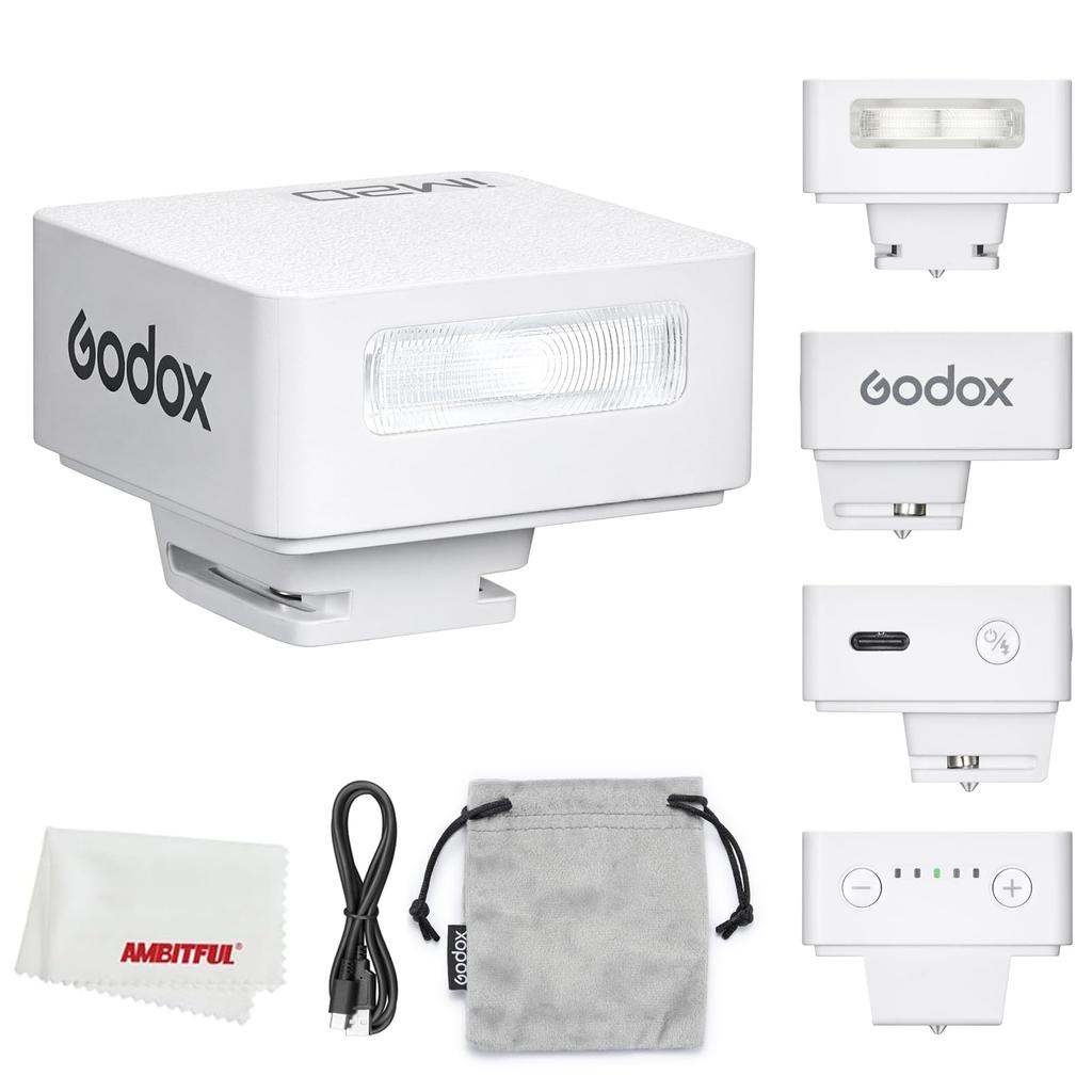 Authorized Godox iM20 White Camera Mini Flash 440 Full Power Single Contact Hot Lithium Battery for Cameras [Godox Dealer] Flash, Speedlite, Flash,