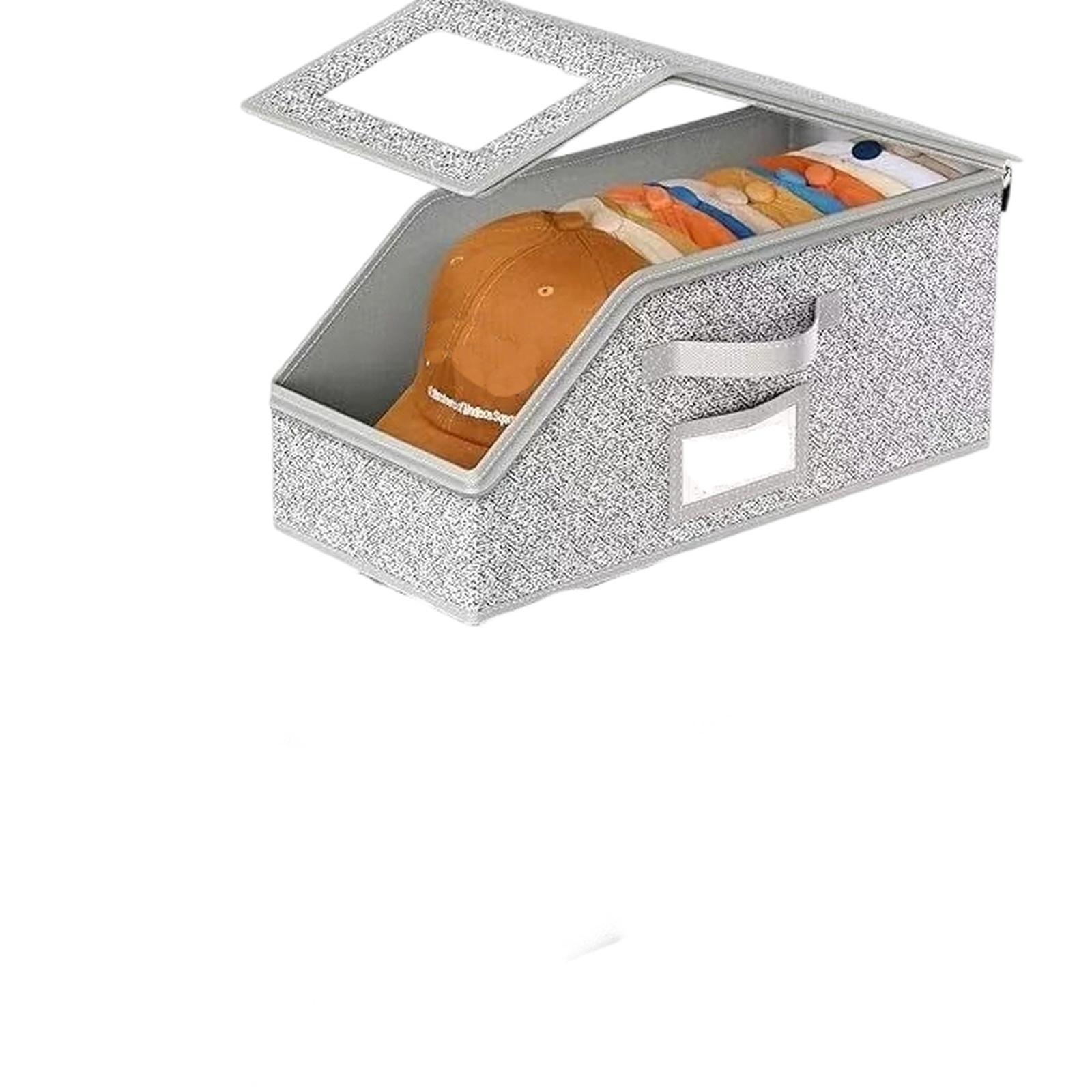 

Multifunctional Foldable Hat Storage Box Large Capacity Cap Organizer with Lid & Zipper one size
