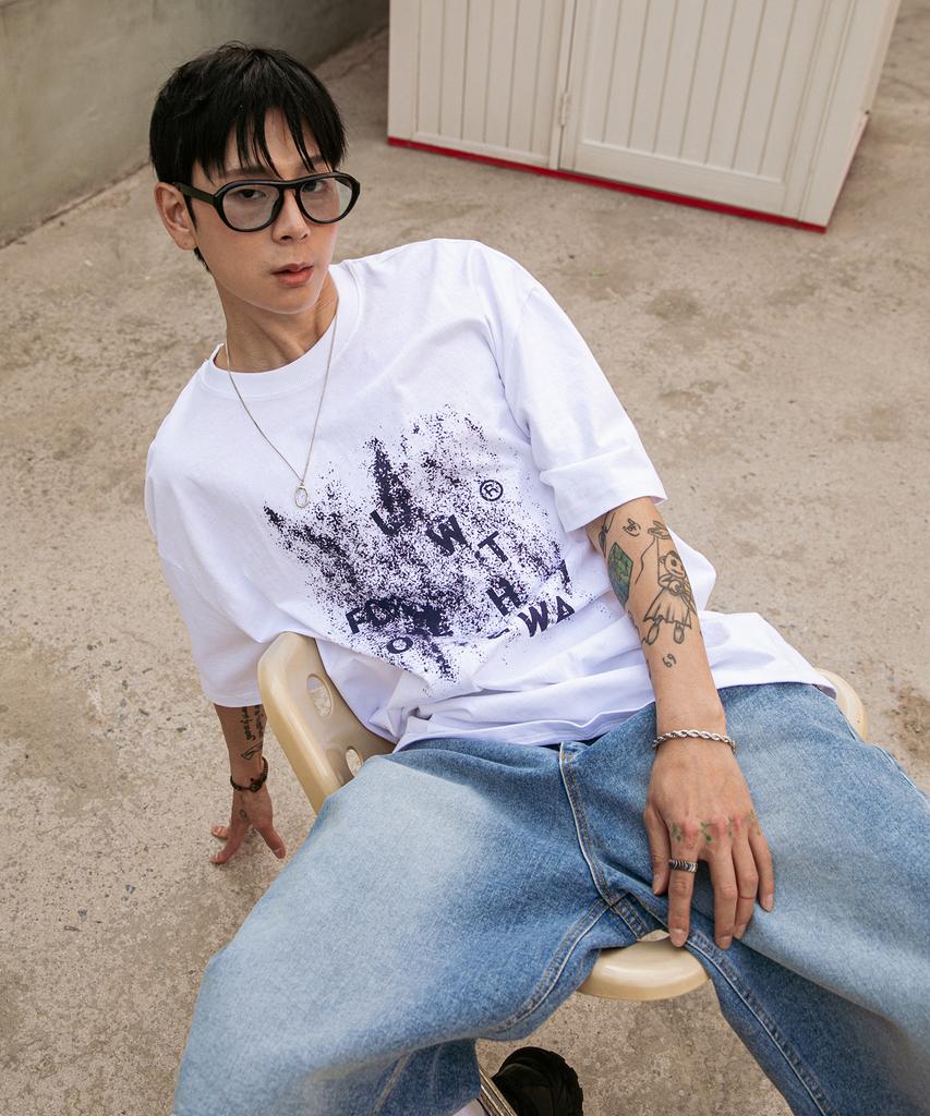 BURNING CAPONE Bc Way Distress Short Sleeve T-Shirt (White)