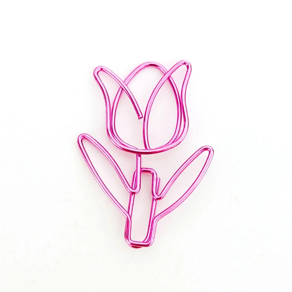 10PC Tulip Paper Clips Kawaii Notebook Planner Bookmarks Korean Stationery Tickets Photo Clips Office Supplies Bookmark Folder