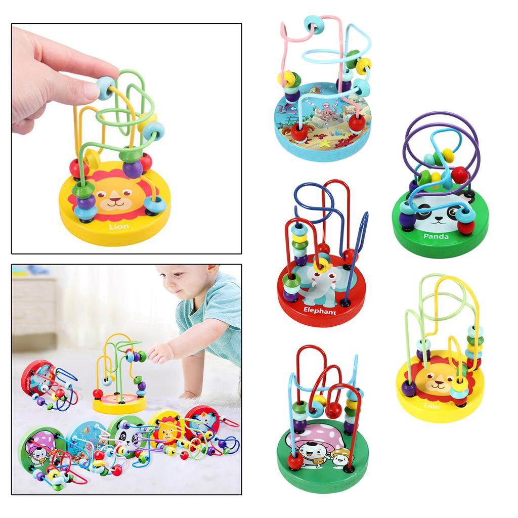 Animal Bead Maze Toys Count and Grasping Ability Sliding Beads on Twists Wire Circles