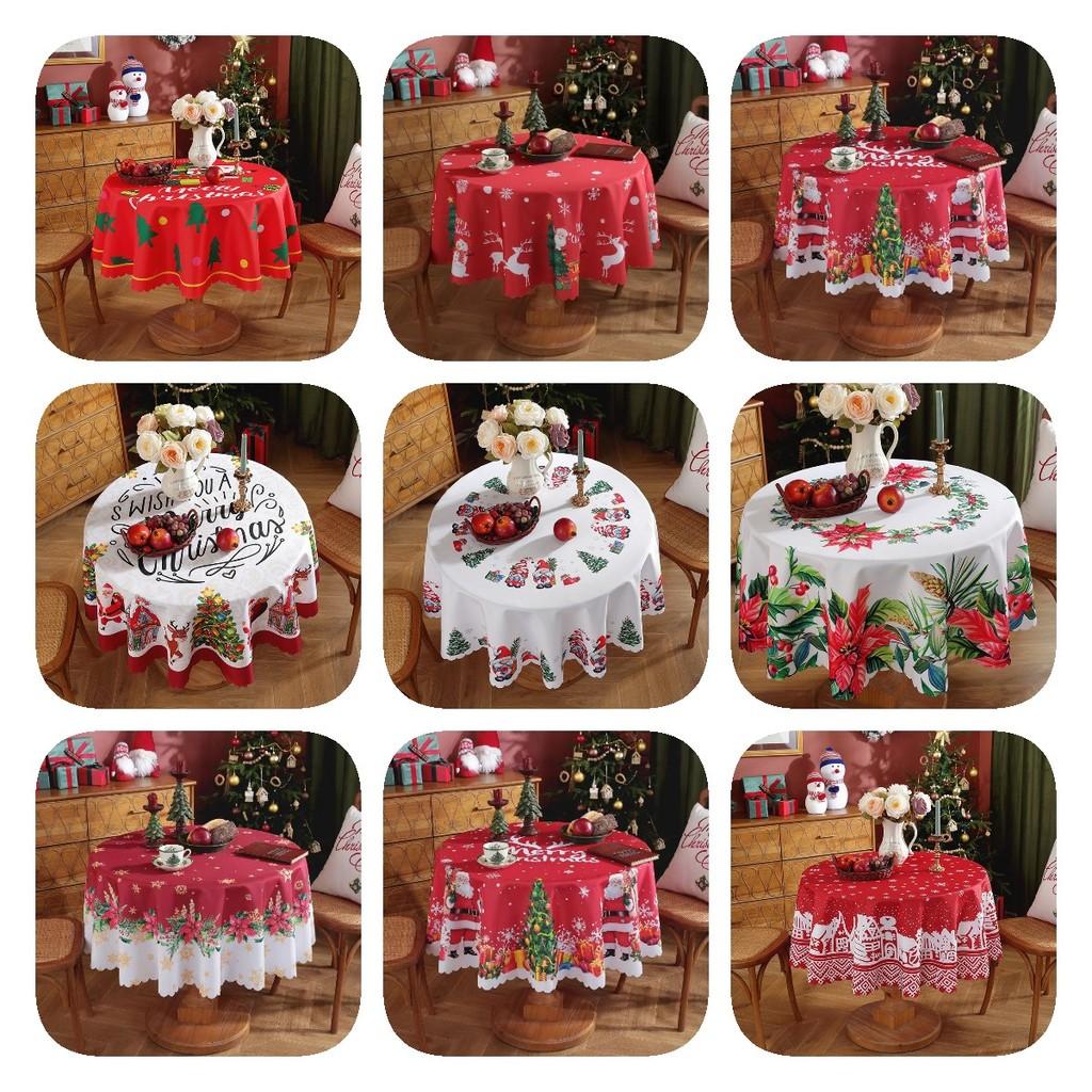 Față de masă rotundă mare de Crăciun Xmas Sărbători Față de masă Pânză Decor Case
