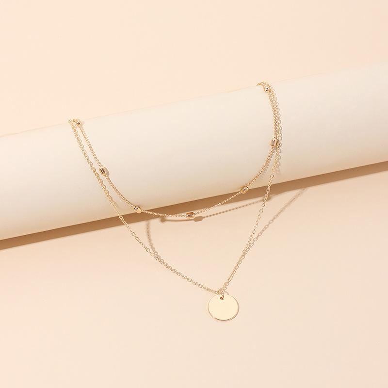 ins popular jewelry, multi-layer personalized sequins stacked necklace, fashionable and simple layered collarbone chain