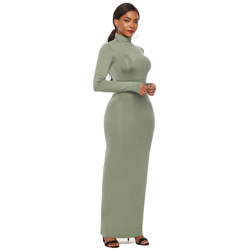 high neck maxi dress long sleeve