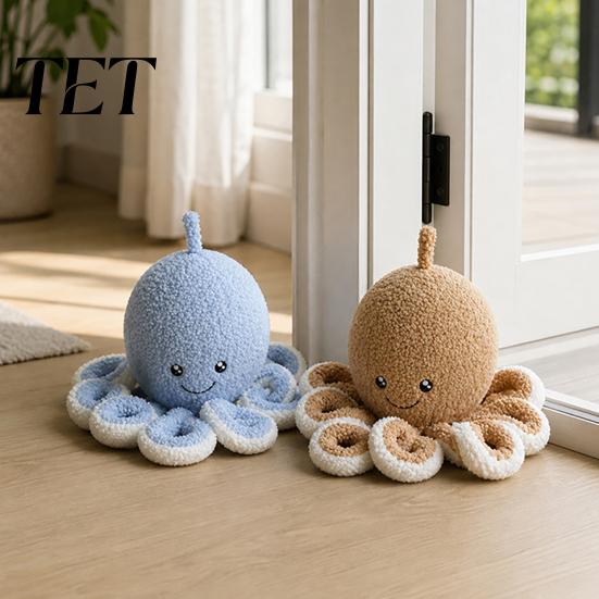 Child Proof Door Stop Plush Octopus Decorative Doorstop, Weighted Fabric Stopper for Home Marine Themed Wedge Office, Ocean Animal Floor Holder