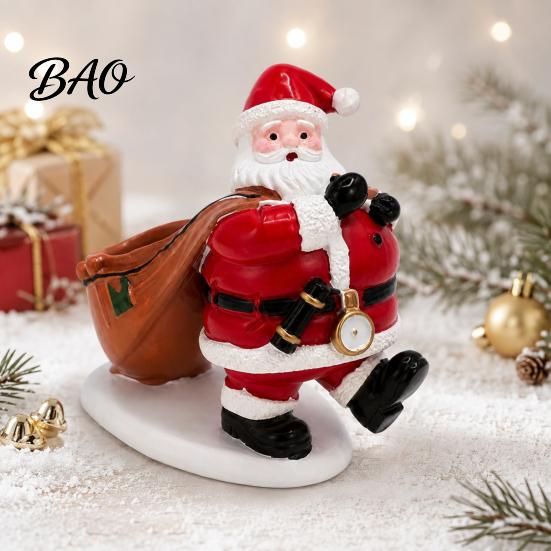 Office Desk Storage Ornament Santa Claus Candy Bowl, Resin Christmas Tabletop with Holiday Desktop Organizer Slot, Creative for Party Supplies