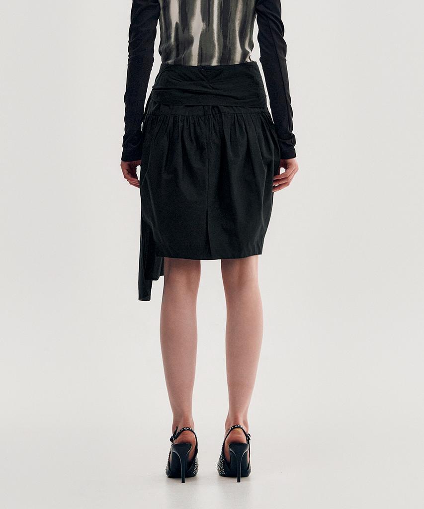 Kimjisu Pleated Tie Volume Skirt _ Black