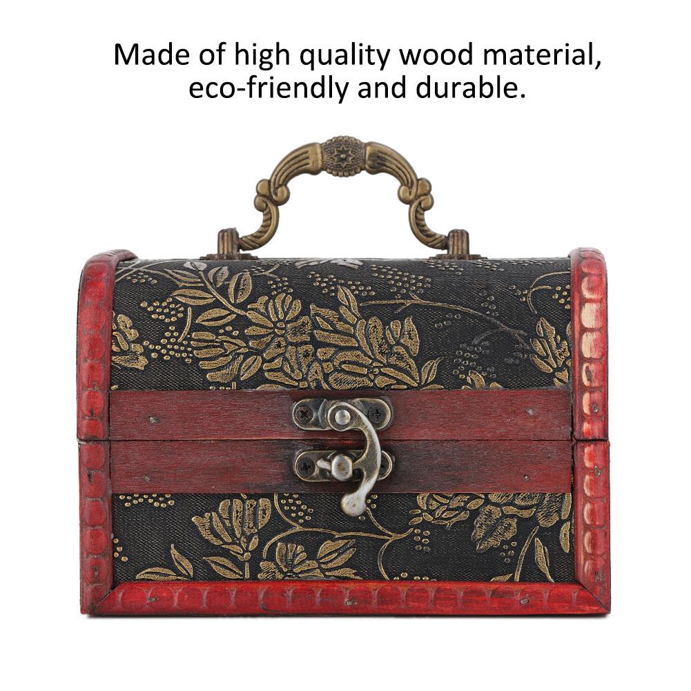 Vintage Τετράγωνο Κουτί Αποθήκευσης Κοσμημάτων Χειροποίητη Ξύλινη Διακοσμητική Βιτρίνα