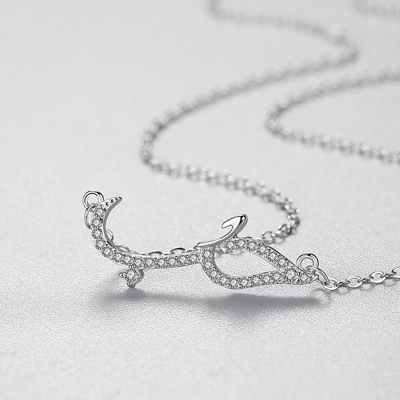 Tancise S925 Sterling Silver Necklace Women's Korean Version Simple Line Crocodile Full Pendant Clavicle Chain Animal Neck Chain