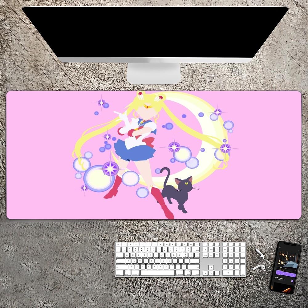 Cute S-Sailor-Moon Mousepad Custom Skin Desktop Desk Mat Kawaii Gaming Accessories Students Writing Pad for PC Computer Table