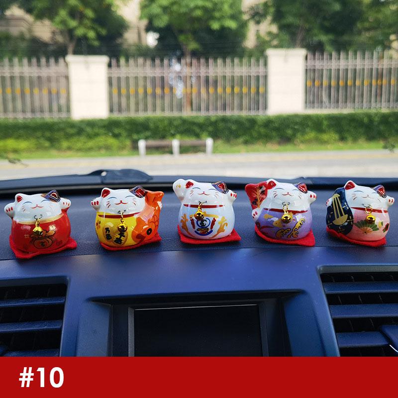 5 buc/set ornament de pisică norocoasă din ceramică japoneză pentru interiorul mașinii, decorațiuni interioare, Fortune Feng Shui, drăguț, mini figuri de desene animate, artizanat
