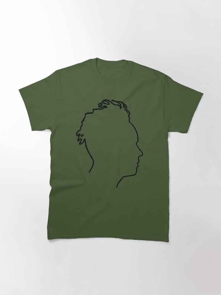 Depeche Mode Martin Gore Profile Black Outline Blue Background Classic T-Shirt