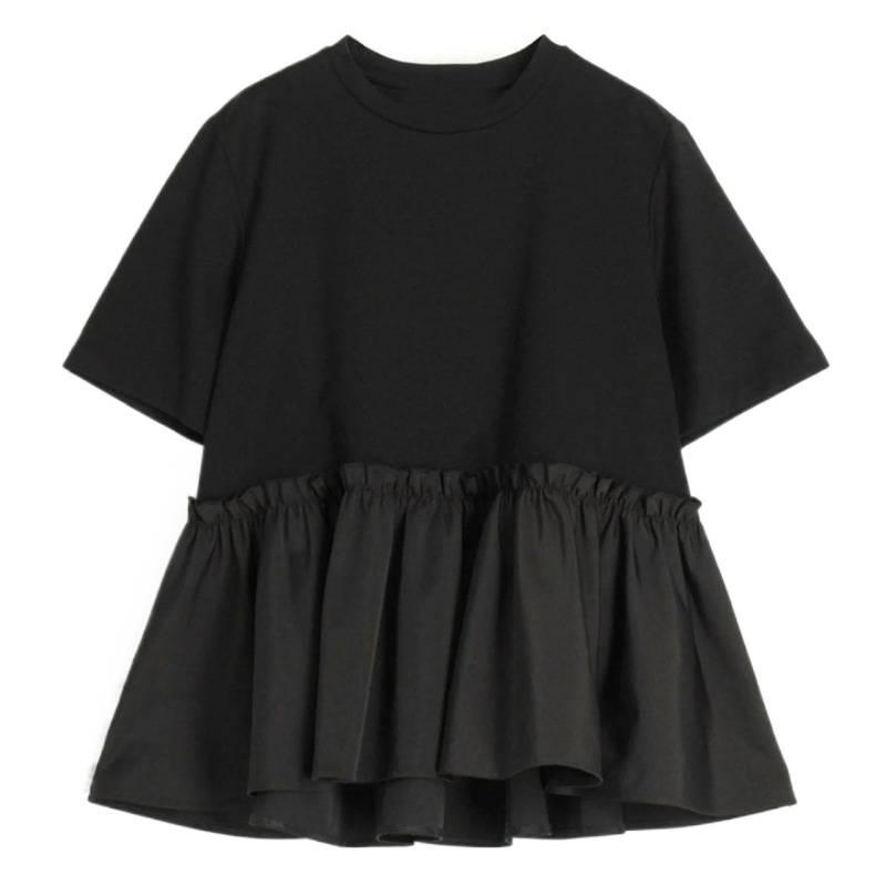 Japanese Style Women's Summer Patchwork Short Sleeve T-Shirt - Versatile Round Neck Top for Plus Sizes