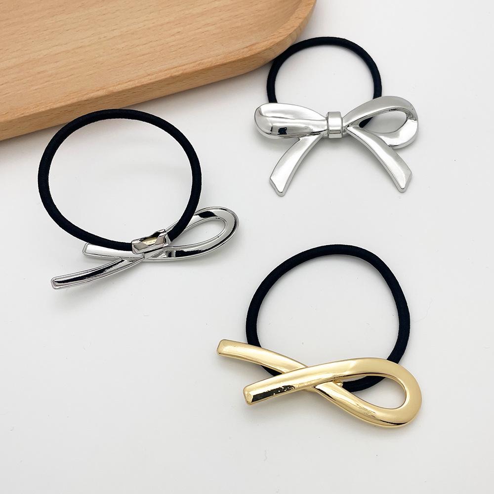 2026 Bow Hair Tie: Versatile, High Elastic Rubber Band with Retro Metal Accent