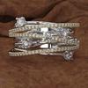 Exquisite Female Rings  Sterling Silver Multi-layers Cross Shiny Cubic Zirconia Rings for Women Promise Love Wedding
