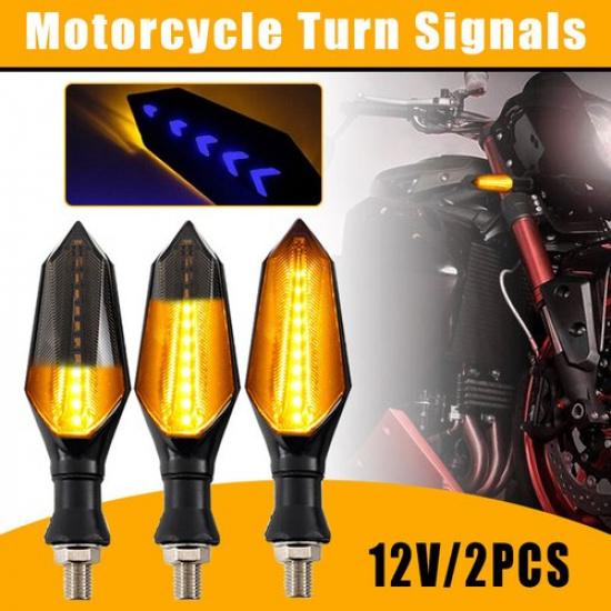 Пара Мотоциклетных 12 светодиодных указателей поворота Мотоциклетная Потоковая Световая Лампа Янтарная