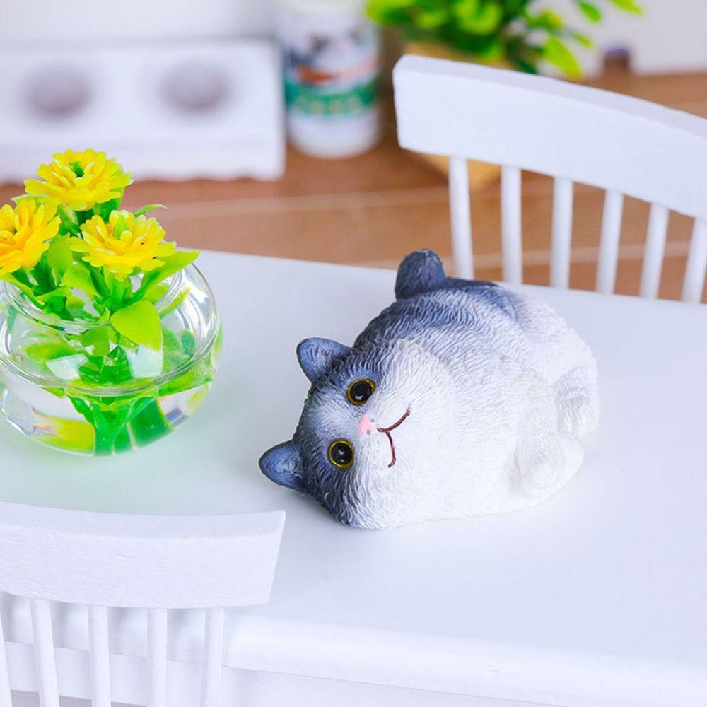 4Pcs/se Handicraft Cat Sculpture DIY Animal Statue Creative Simulation Kitten Ornaments  Desktop